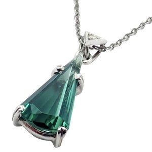 Rare! Authentic H. Stern 18k White Gold Diamond Blue Green Tourmaline Necklace